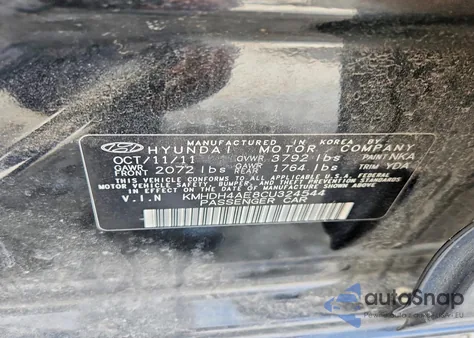 2012 Hyundai Elantra Gls z USA, uszkodzony, nr VIN KMHDH4AE8CU324544